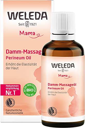 WELEDA Bio Mama Damm Massageöl - veganes Naturkosmetik Schwangerschaftsöl mit Jojobaöl & Sesamöl beugt Dammrissen bei der Geburt vor - Hautpflege Körperöl erhöht die Elastizität der Haut (1x 50ml) im Sale